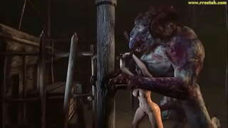 3D மான்ஸ்டர் செய்கிறது பெண்கள் தொப்பை வீக்கம்